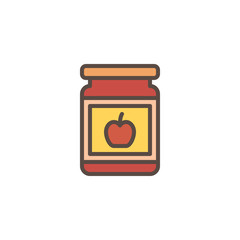 Preserved food jar filled outline icon, line vector sign, linear colorful pictogram isolated on white. Apple Jam Jar symbol, logo illustration. Pixel perfect vector graphics