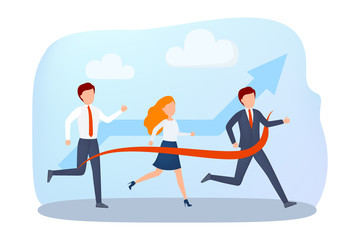 Business people in the race run to the success.