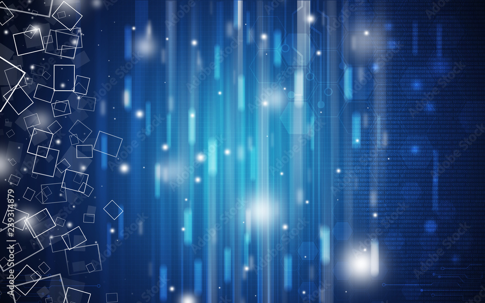 Wall mural blue technology background and abstract digital tech circle.copy space.