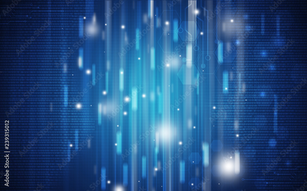 Wall mural blue technology background and abstract digital tech circle.copy space.