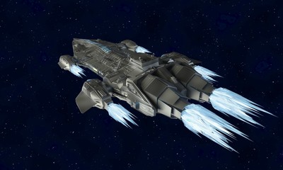 spaceship aircraft for science fiction 3d rendering of alien spacecraft © Optinik