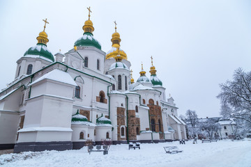 Facade of St Sophia's Cathedral, an Unesco World Heritage Site in Kiev Kyiv , Ukraine, Europe