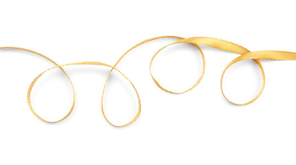 Beautiful golden ribbon on white background