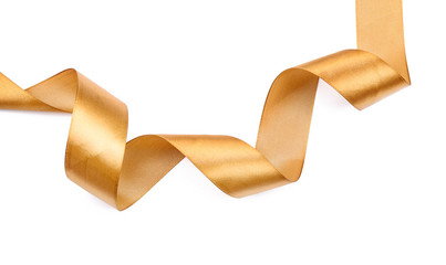 Beautiful golden ribbon on white background