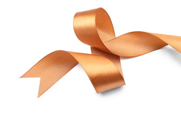 Beautiful golden ribbon on white background