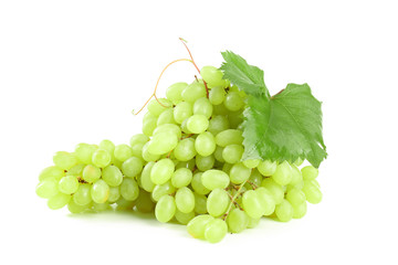 Ripe sweet grapes on white background