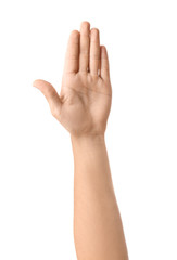 Obraz premium Male hand on white background
