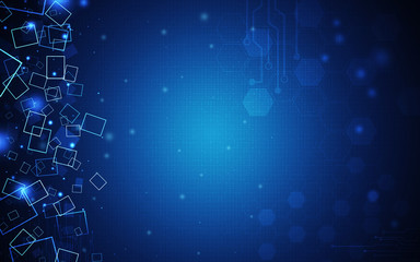 Blue technology background and abstract digital tech circle.copy space.
