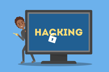 Thief steal personal data with password. Cyber crime