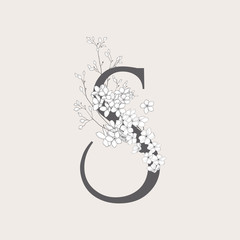 Vector Blooming Floral Initial S Monogram and Logo