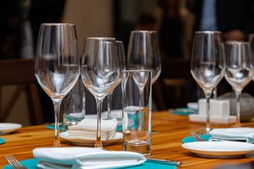 empty glasses close-up on a table