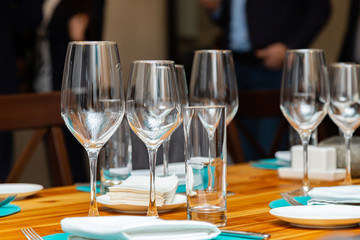 empty glasses close-up on a table
