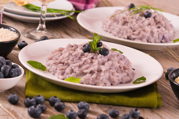 Blueberry risotto with mascarpone.