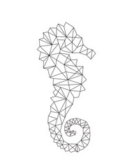 linear abstraction with image seahorse. Ideal for tattoos, web backgrounds, surface textures, textiles. © Alona