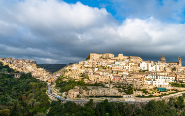 Fototapeta premium Sicilian baroque city of Ragusa from the mountains
