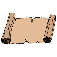 Scroll icon. Vector illustration of an old scroll. Hand drawn scroll.