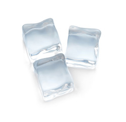 Ice cubes on white background