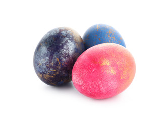 Easter eggs on white background