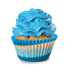 Delicious color cupcake on white background