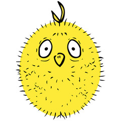 Fluffy chick icon. Vector illustration of cartoon chicken. Hand drawn funny fluffy chick.