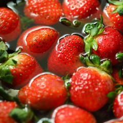 strawberry red fruit cleaning water