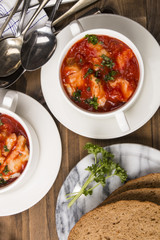 fish soup in a bowl with home baked bread