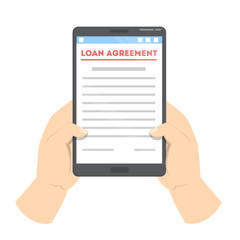Loan agreement on the digital device. Online contract
