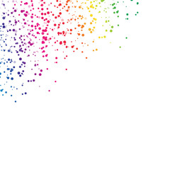 Spots droplet scatter splashing spectrum rainbow concept falling celebration confetti party on white abstract background vector illustration
