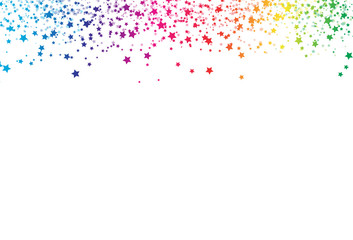 Obraz na płótnie Canvas Stars scatter glitter confetti brush Multicolor spectrum rainbow theme frame banner galaxy celebration party concept abstract background texture vector illustration