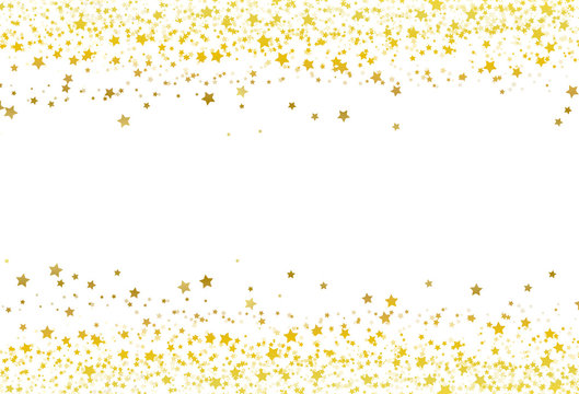 Stars scatter glitter confetti gold frame banner galaxy celebration party premuim product concept abstract background texture vector illustration