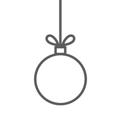 Christmas bauble hanging ornament line icon.