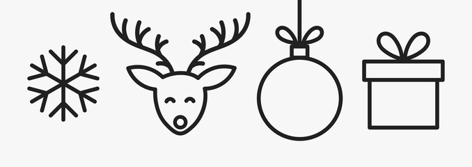 Christmas line icons or symbols.
