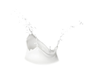 Splash of milk on white background