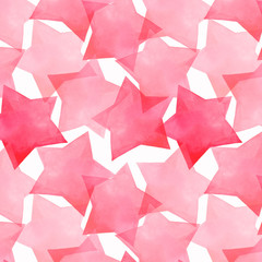 Beautiful lovely cute wonderful graphic bright artistic transparent red pink stars pattern watercolor hand illustration. Perfect for textile, wallpapers, invitation, wrapping paper