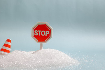Stop sign on the sugar, warned that the sugar too much will make unhealthy nutrition, obesity,...