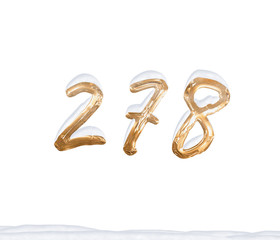 Obraz premium Gold Number 278 with Snow on white background