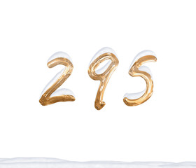 Gold Number 295 with Snow on white background
