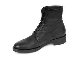 Black women's boots with laces on a white background
