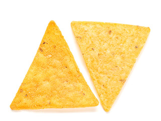 Corn chips on white background