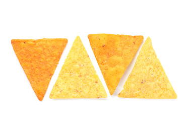 Corn chips on white background