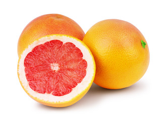 Ripe juicy grapefruit on a white background - obrazy, fototapety, plakaty