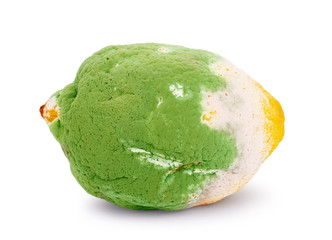 Rotten lemon on a white background