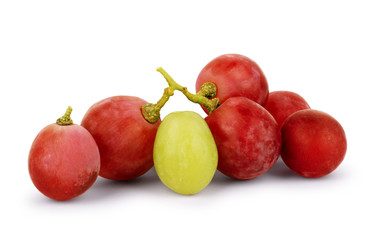 White and red grapes on a white background