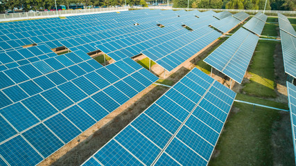 Aerial view of solar energy panels, solar panels, Solar power plants.