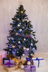 Christmas tree Garland lights new year holiday gifts white home decor