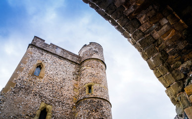 Close up of the entrance outside of Lewes Castle, East Sussex, Barbican House Lewes England. The old vintage Castle historical for visitor and traveler. © wittayayut