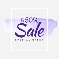Sale final up to 50% off sign over art brush acrylic stroke paint abstract texture background poster vector illustration. Perfect watercolor design for a shop and sale banners.