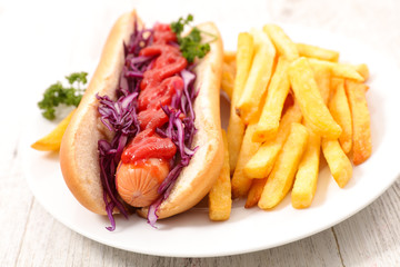 hot dog and french fries
