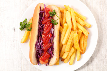 hot dog and french fries