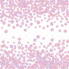 Blue Vector Realistic Blue Petals Falling on Transparent Background.  Spring Romantic Flowers Illustration. Flying Petals. Sakura Spa Design. Blossom Confetti. Design Elements for Wedding Decoration.